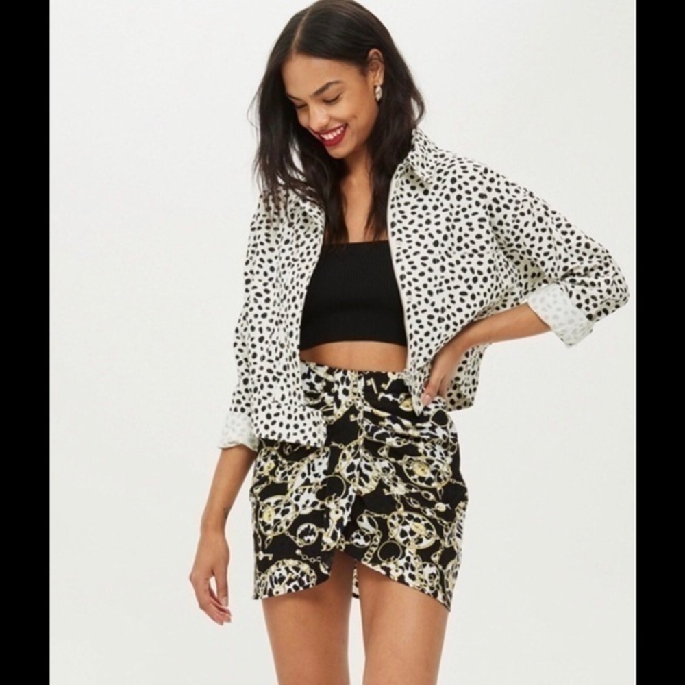 NWT TOPSHOP Animal and Chain Print Mini Skirt Sz 8